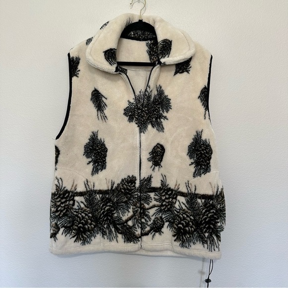 Vintage men’s 90’s fleece blanket vest western wear pinecone printed size XL - Picture 1 of 3